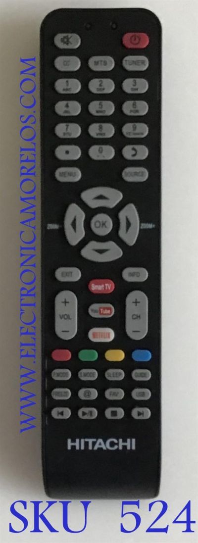 CONTROL REMOTO HITACHI SMART TV / NUMERO DE PARTE 06-IRPT49-CRC199 / X490007 / JH-11490 / MODELOS LE32M4S9 / LE48M4S9 / LE43M4S9